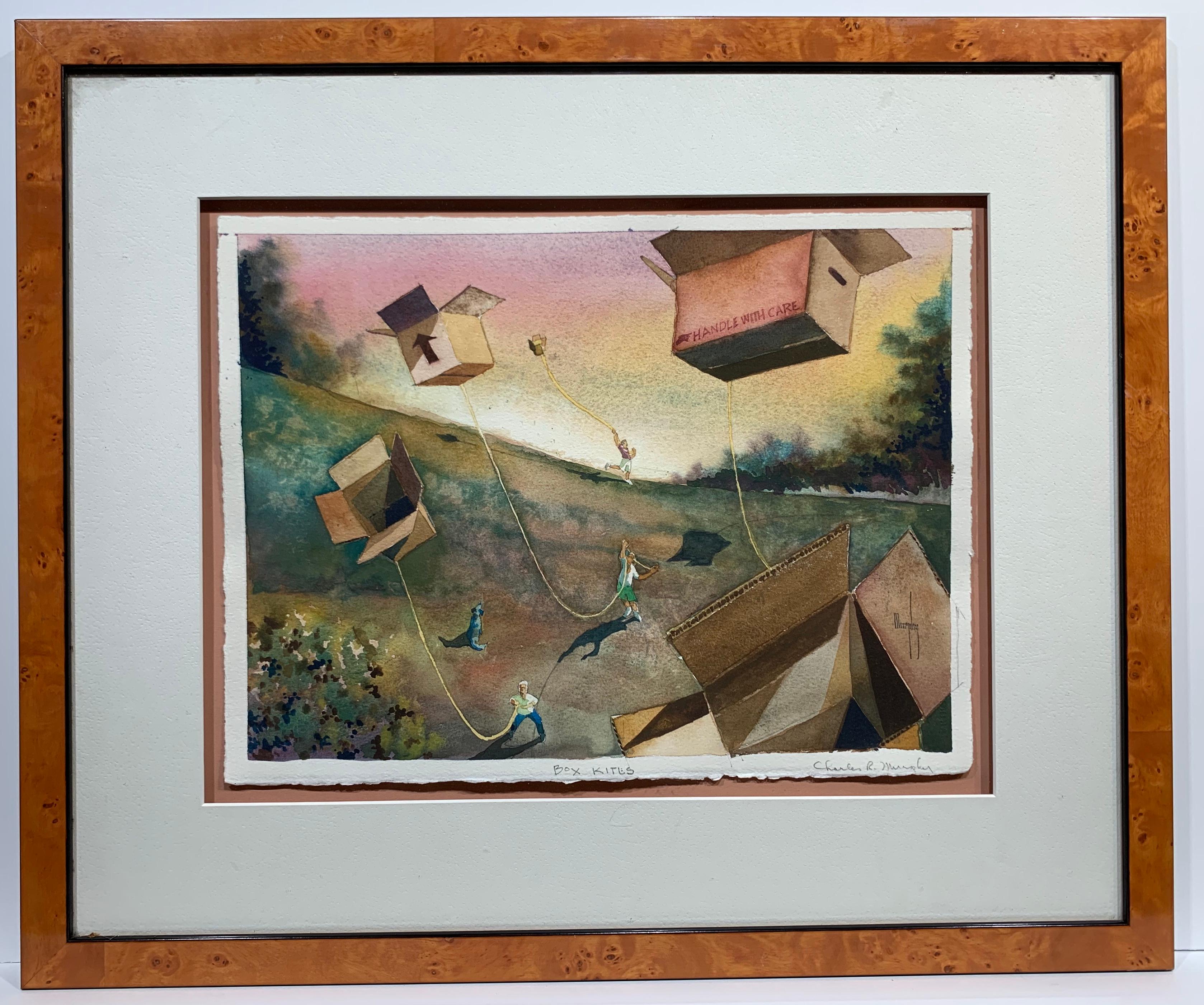Box Kites (paesaggio surrealista) - Painting di Charles Murphy