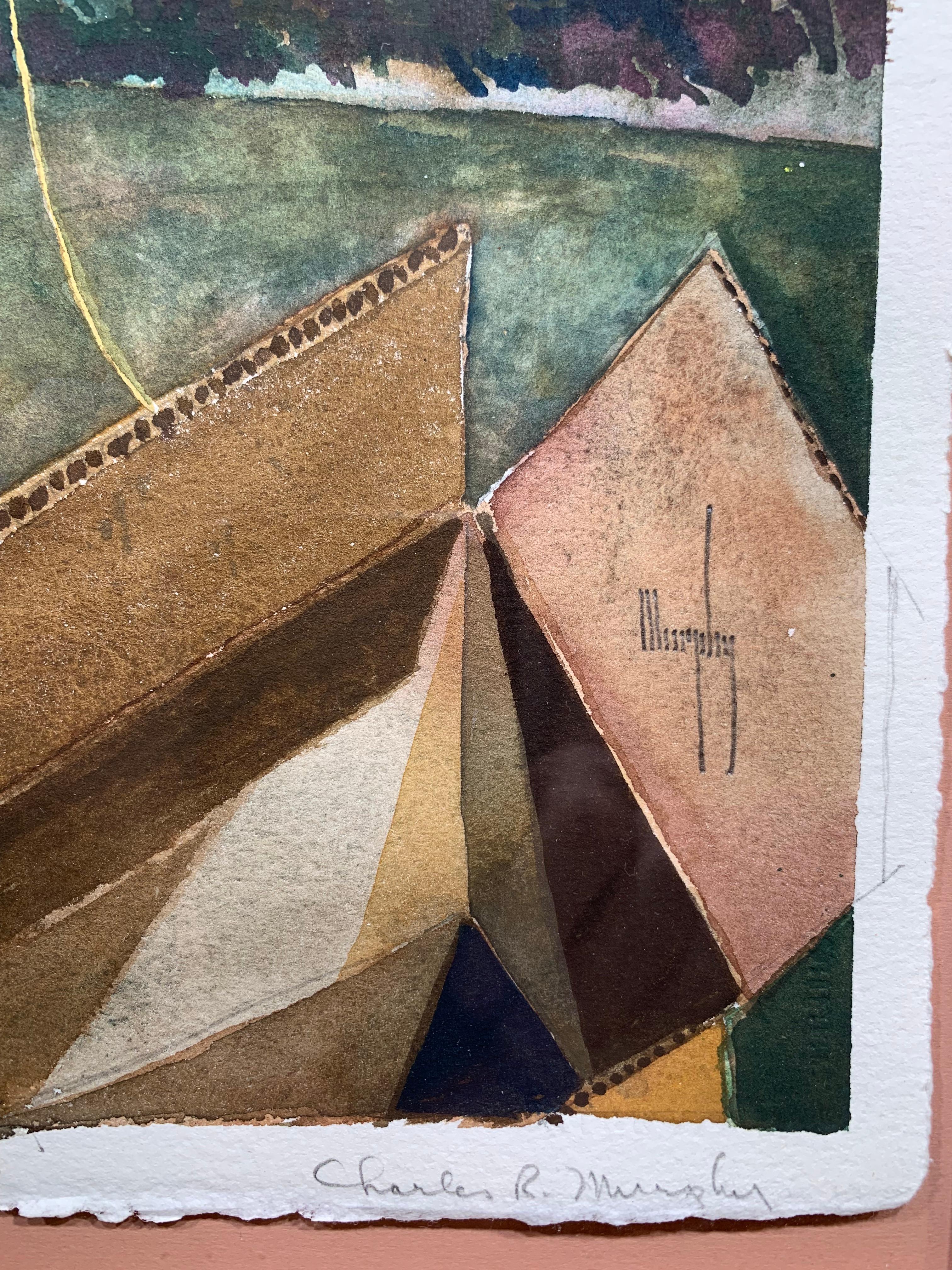 Charles Murphy. Aquiloni a scatola. Acquerello su carta, il foglio misura 11 x 15 pollici; 19 x 23 pollici incorniciato. Firmato e intitolato dall'artista. Condizioni eccellenti. 

BFA Studio A.  Università statale del Minnesota

Il signor Murphy,