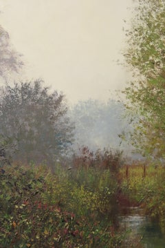 Quadro ad olio impressionista originale BIG post COTSWOLD LANDSCAPE di Charles Neal