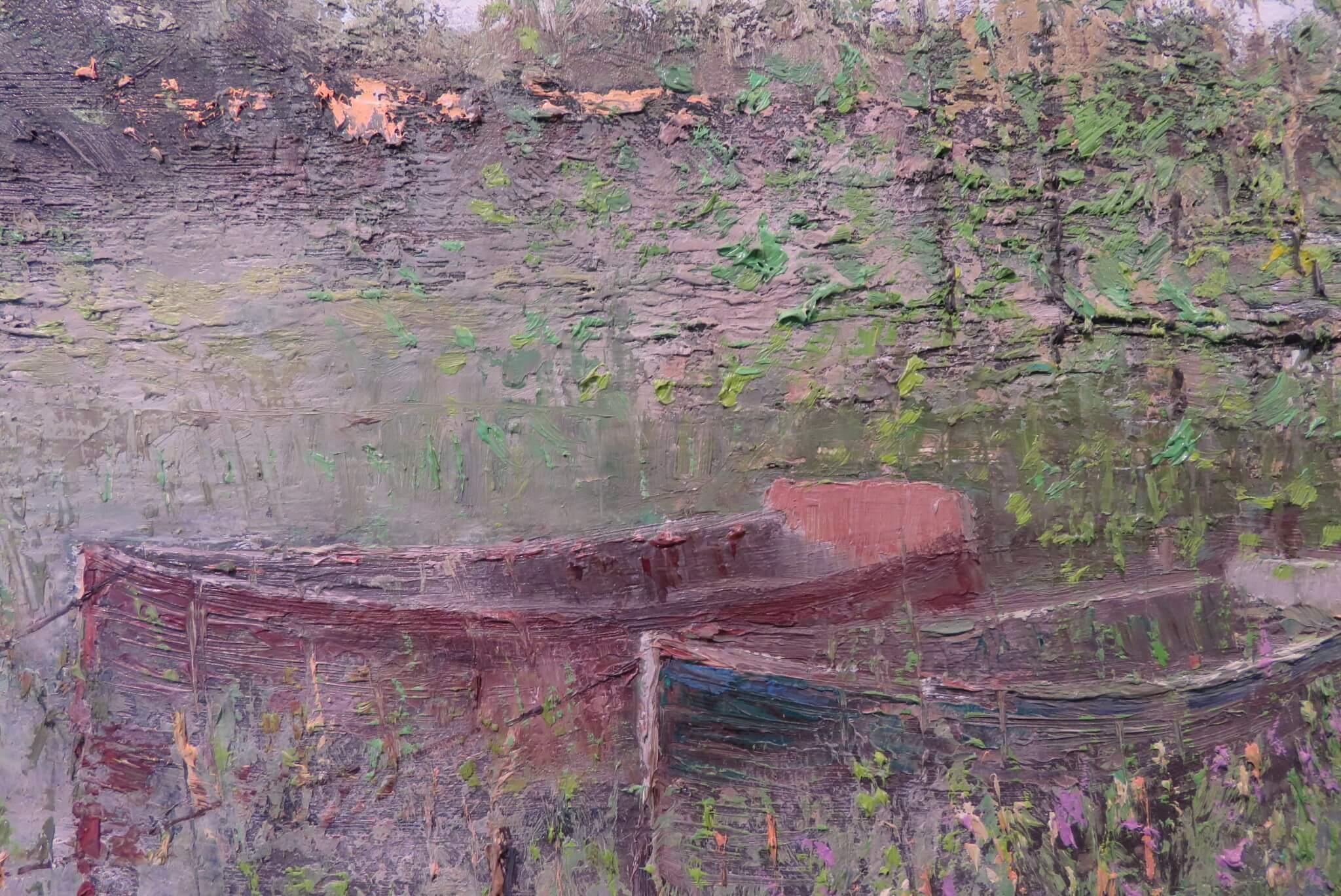 Cuadro al óleo original al óleo impresionista BIG post PAISAJE DE COTSWOLD de Charles Neal 5