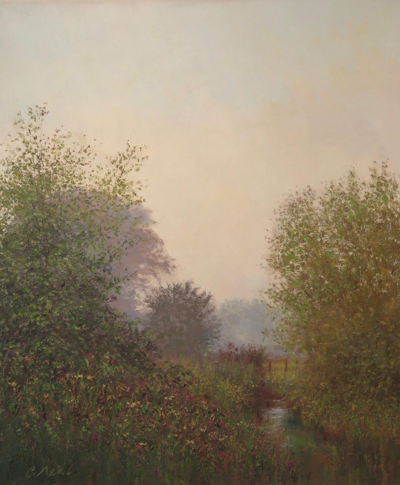 Cuadro al óleo original al óleo impresionista BIG post PAISAJE DE COTSWOLD de Charles Neal en venta 7