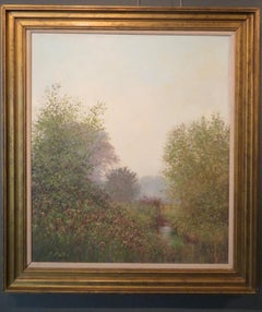 Original BIG post impressionist oil painting COTSWOLD LANDSCAPE by Charles Neal