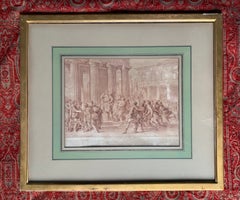 Charles Nicolas Cochin  «Lycurgus Wounded in a Sedition» Engraved 18th Century