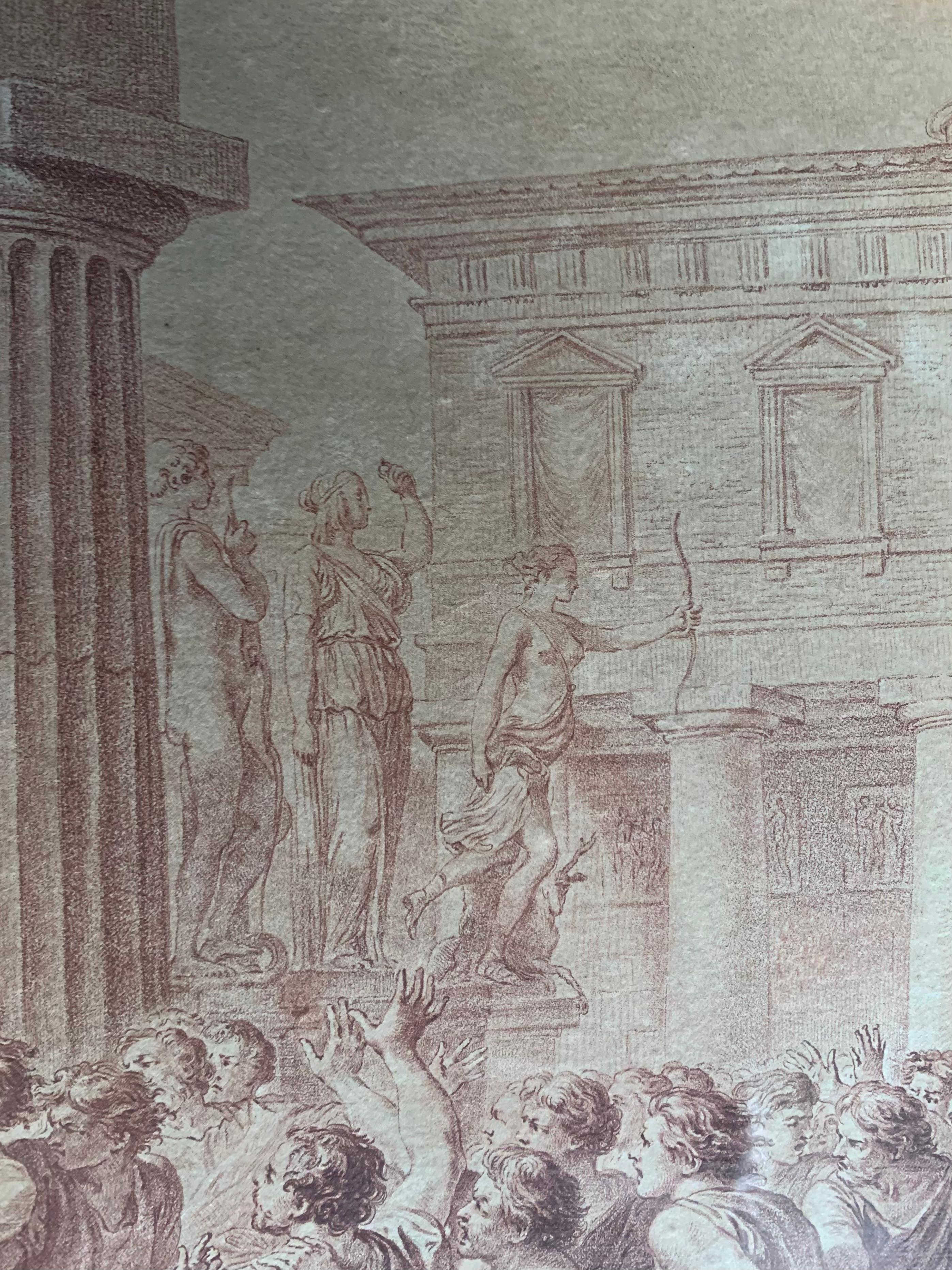 Charles Nicolas Cochin  Gravur „Wounded in a Sedition“, Muschel in einem Gefäß, 18. Jahrhundert im Angebot 2