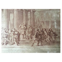 Antique Charles Nicolas Cochin  «Lycurgus Wounded in a Sedition» Engraved 18th Century