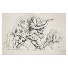 Celestial Music - Etching by C.N. Cochin the Elder - Early 18th Century