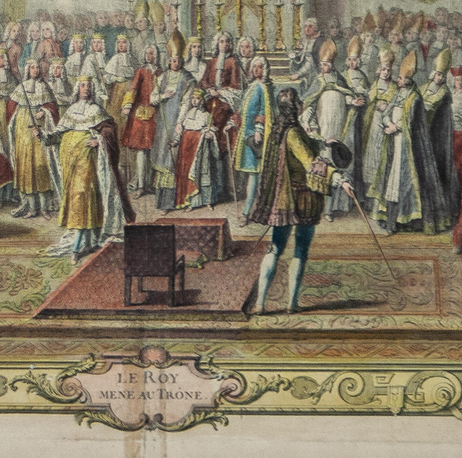 Le Roy Mene au Trone aus der Serie Le Sacre de Louis XV. 1722-1731 – Print von Charles Nicolas Cochin the Elder