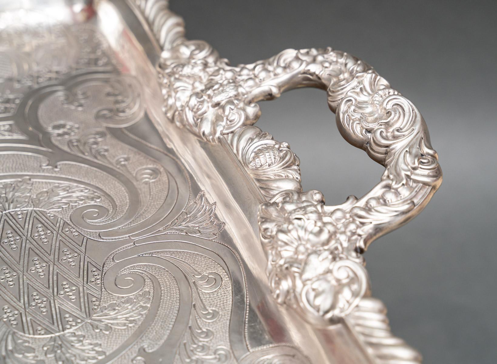 19th Century Charles Nicolas Odiot - Important Solid Silver Tray Circa 1840/1860 For Sale