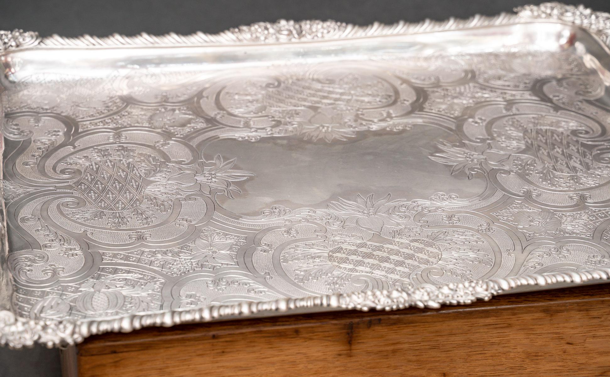 Charles Nicolas Odiot - Important Solid Silver Tray Circa 1840/1860 For Sale 1