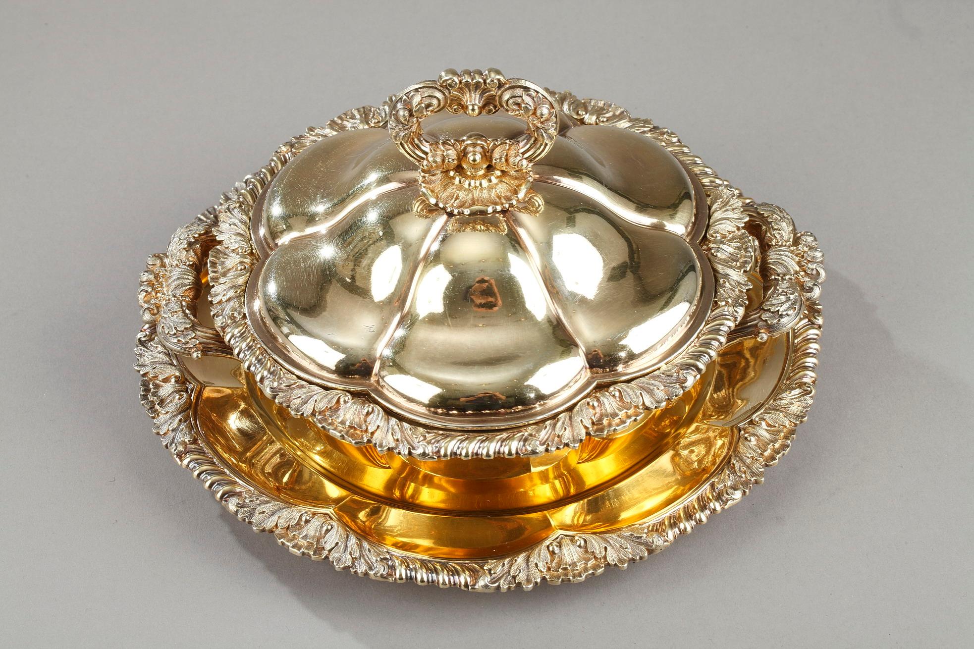 Restauration Charles Nicolas Odiot, Vermeil Oille Tureen, Mid-19th Century For Sale