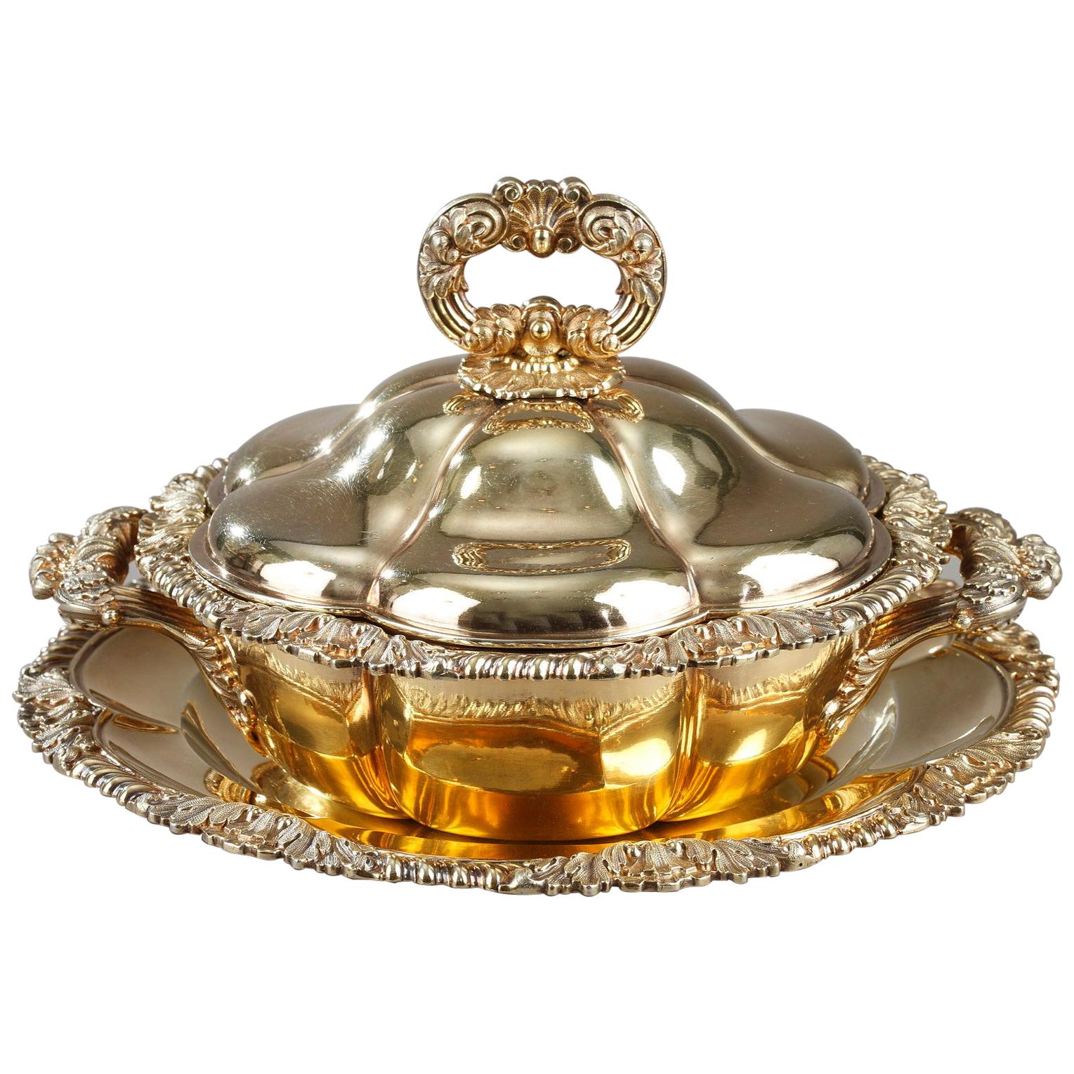 Charles Nicolas Odiot, Vermeil Oille Tureen, Mid-19th Century For Sale