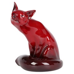 Charles Noke Art Deco Royal Doulton Large Flambe Glazed Seated Fox HN130