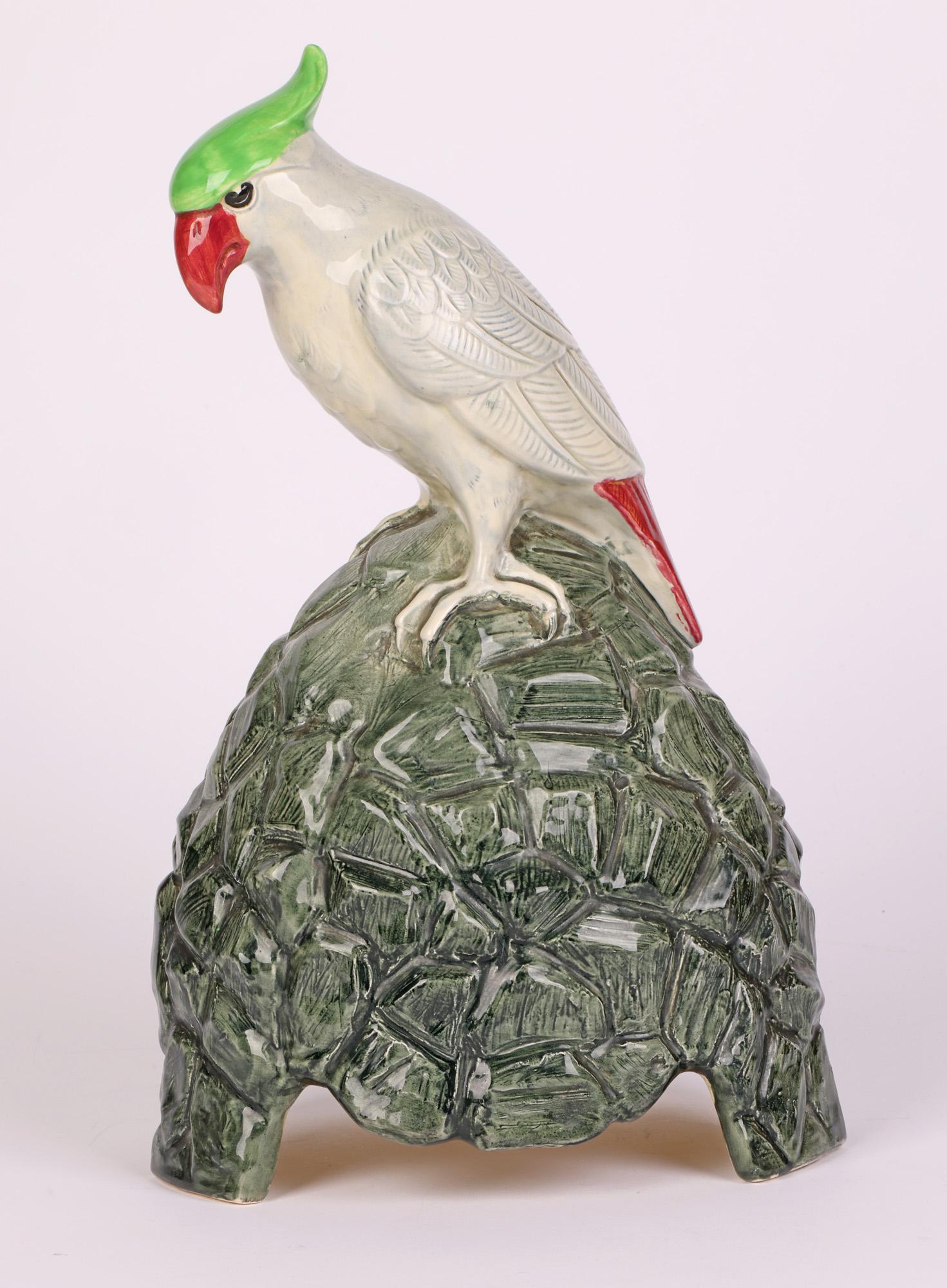 Charles Noke für Royal Doulton Cockatoo-Hülle, Keramik-Spiegeldecke (Glasiert) im Angebot