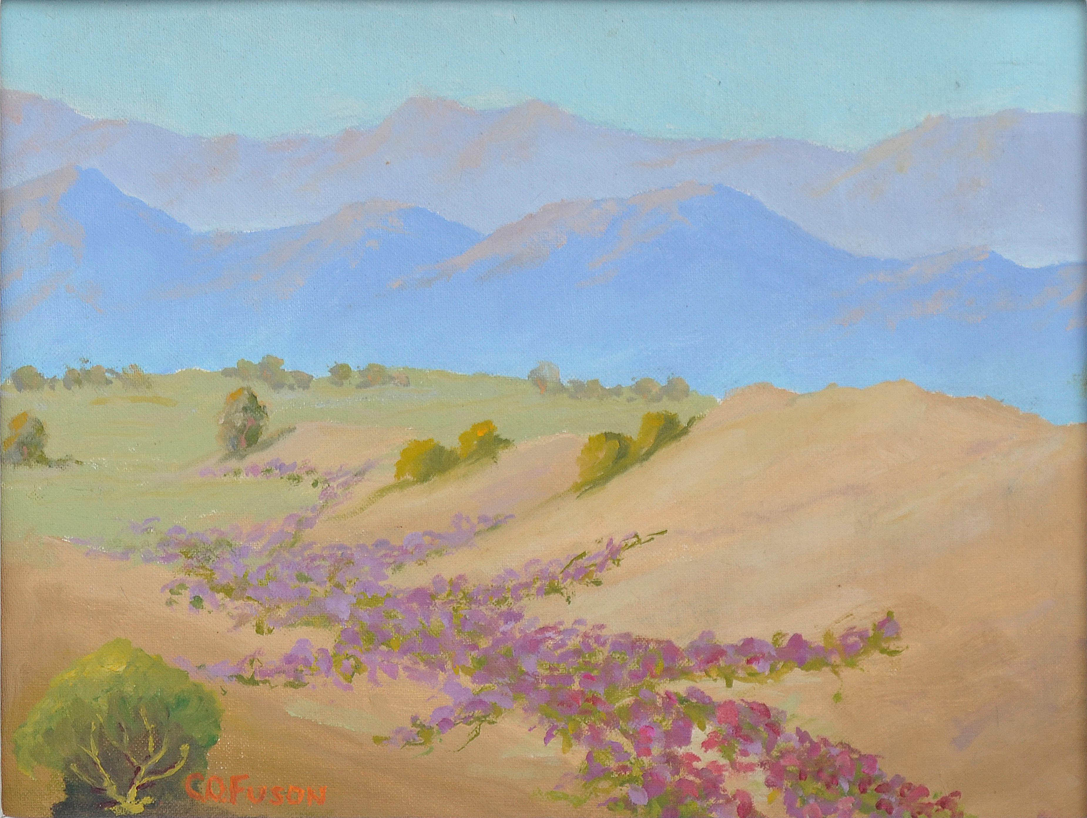 « Warmth of the Desert » (La chaleur du désert) - Paysage du désert du milieu du siècle avec fleurs sauvages  - Painting de Charles O. Fuson