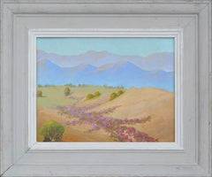 « Warmth of the Desert » (La chaleur du désert) - Paysage du désert du milieu du siècle avec fleurs sauvages 