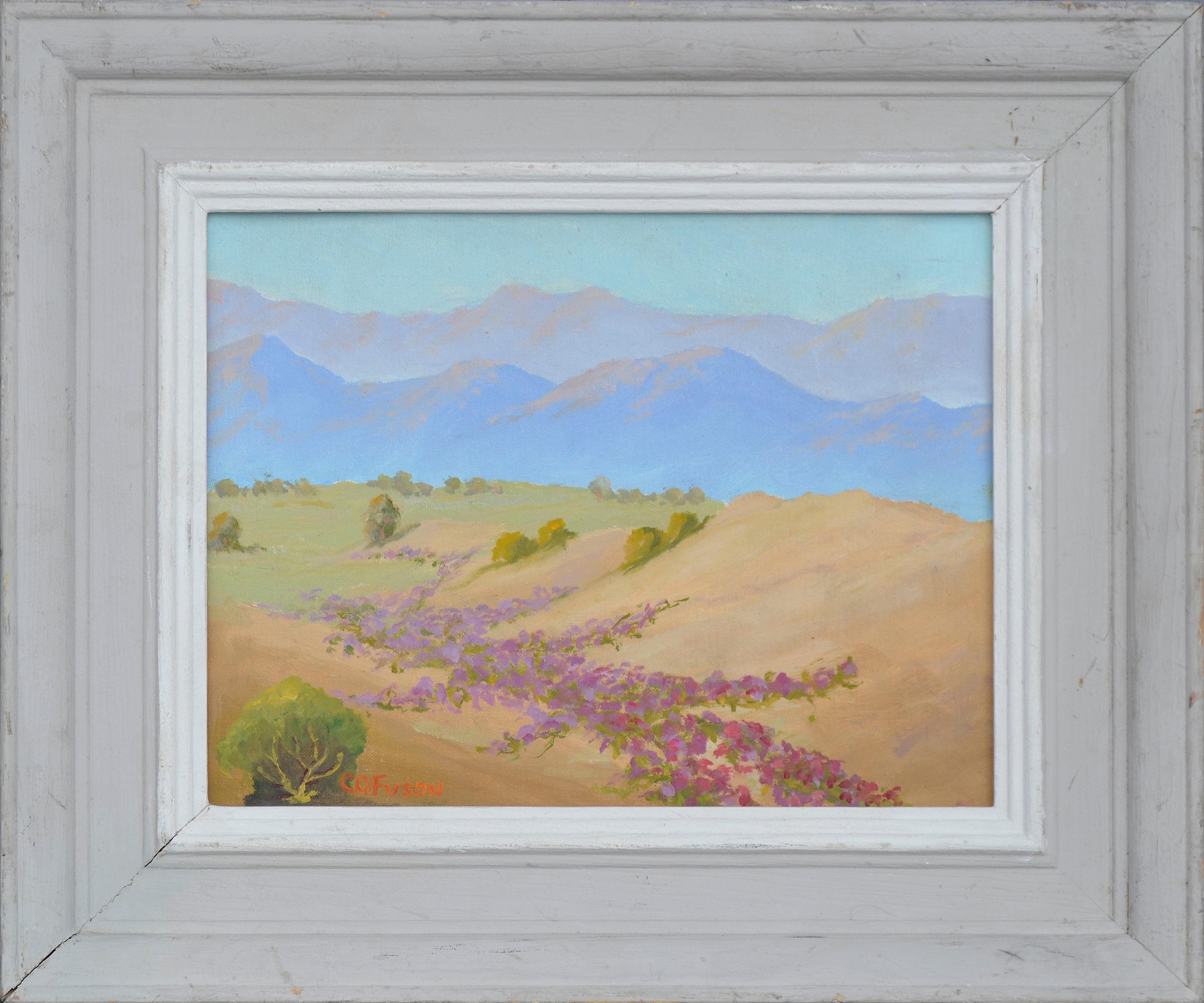 "Il calore del deserto" - Paesaggio desertico di metà secolo con fiori selvatici