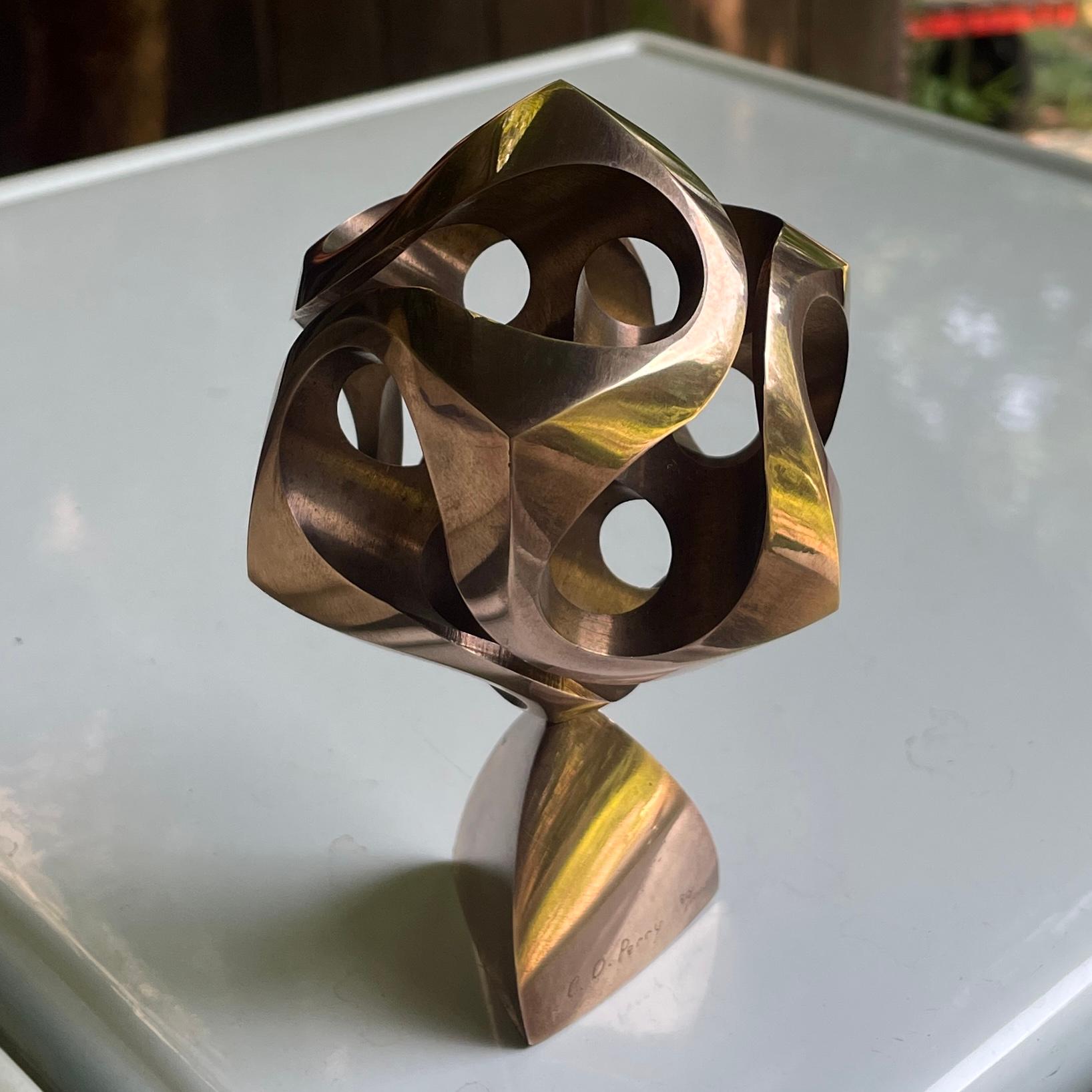 Rare and Early MOMA/MIT Mathematical Statuette, 80/1000. Solid Bronze Swiveling Sphere on Bronze Base. Signed, Numbered.

Dia: 3.5 x H: 5.25 in.