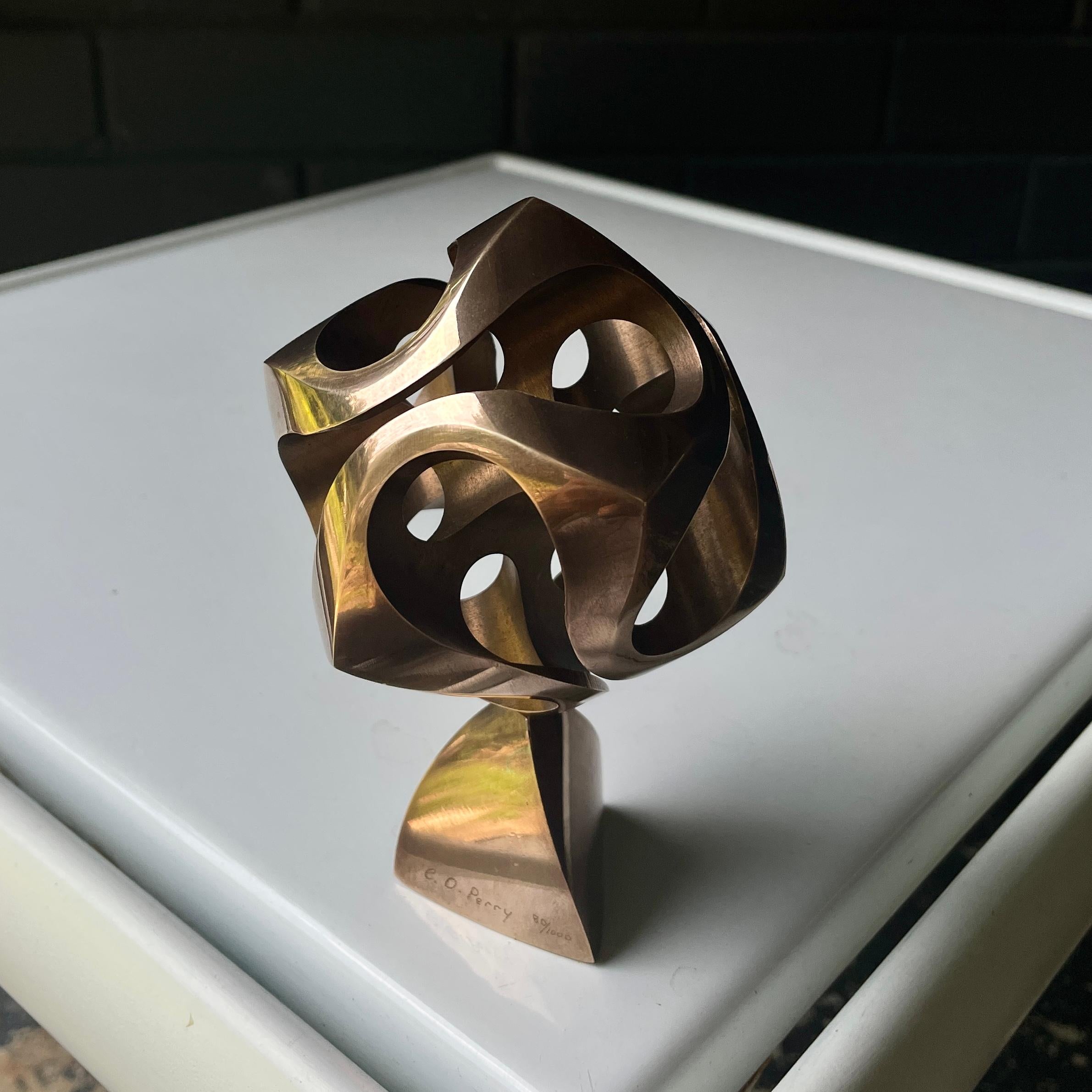 Mid-Century Modern Charles O. Perry Cassini Bronze MIT Mathematical Geometric Desk Sculpture For Sale