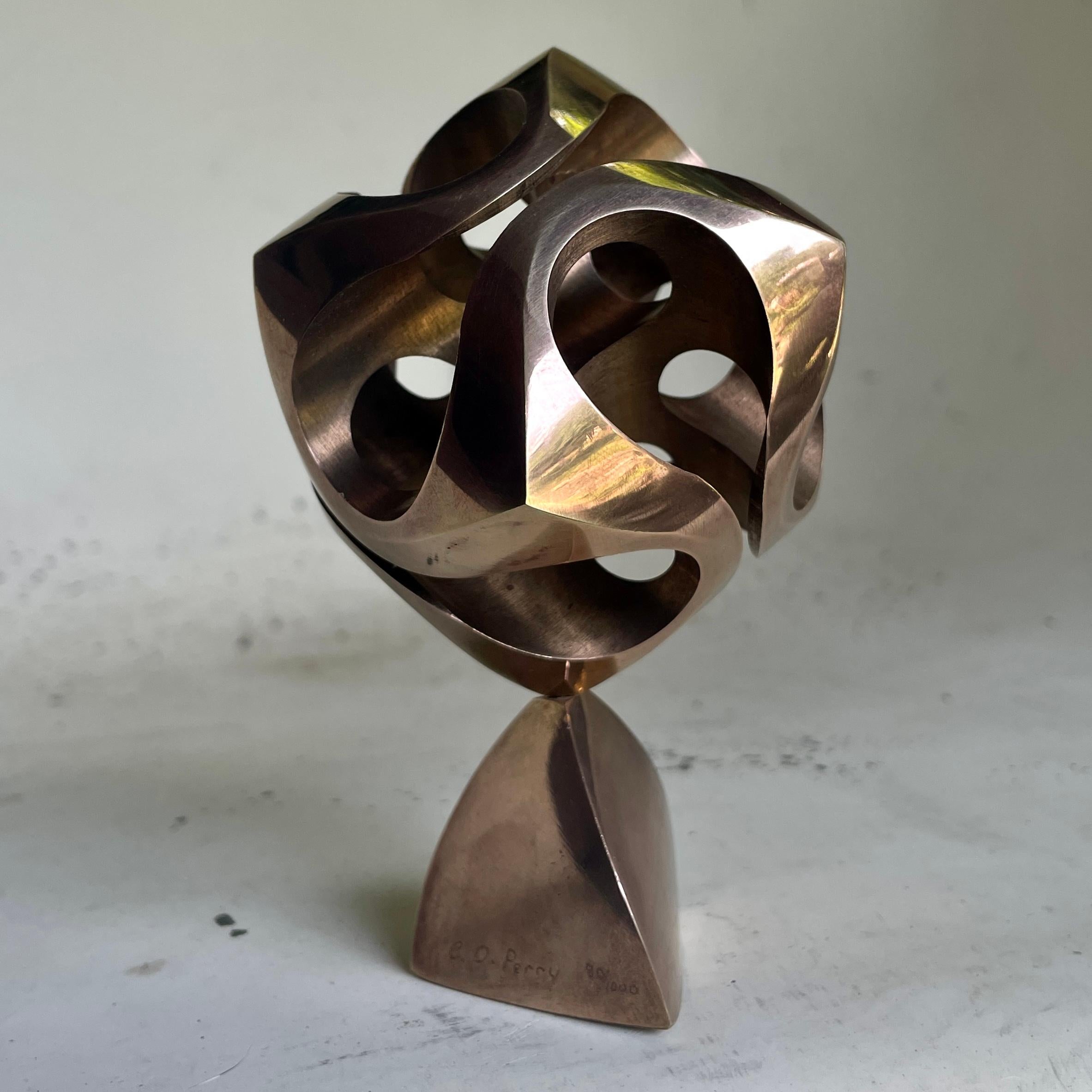 Late 20th Century Charles O. Perry Cassini Bronze MIT Mathematical Geometric Desk Sculpture For Sale