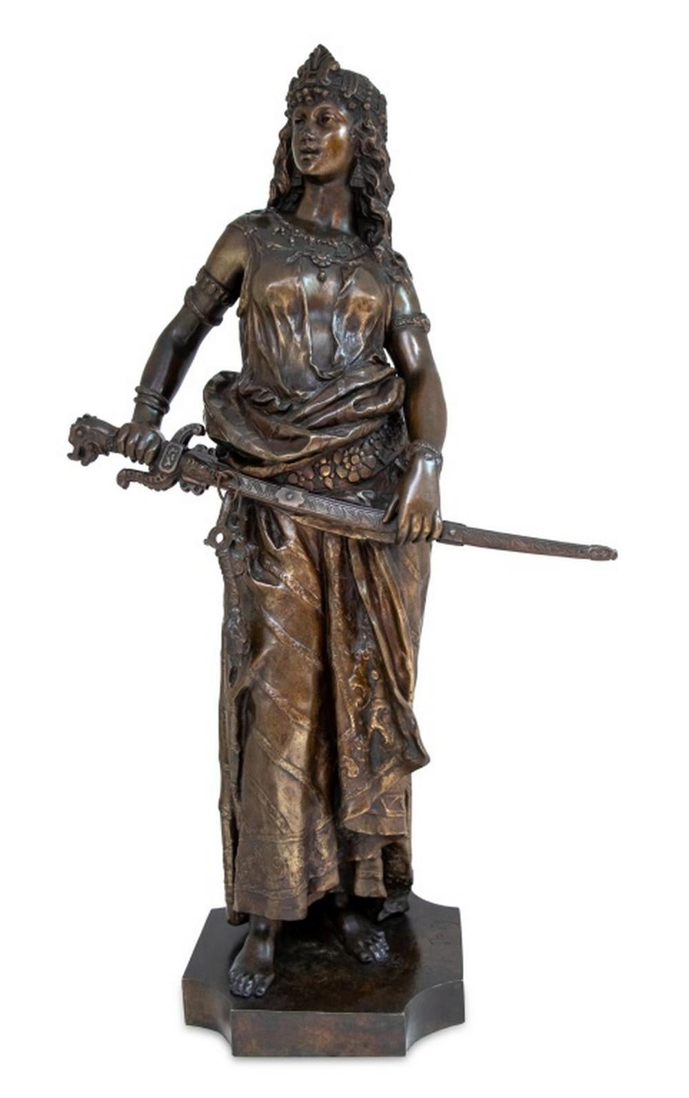 Charles Octave Levy Figurative Sculpture - Charles Levy "Salome" Patinated Bronze Sculpture