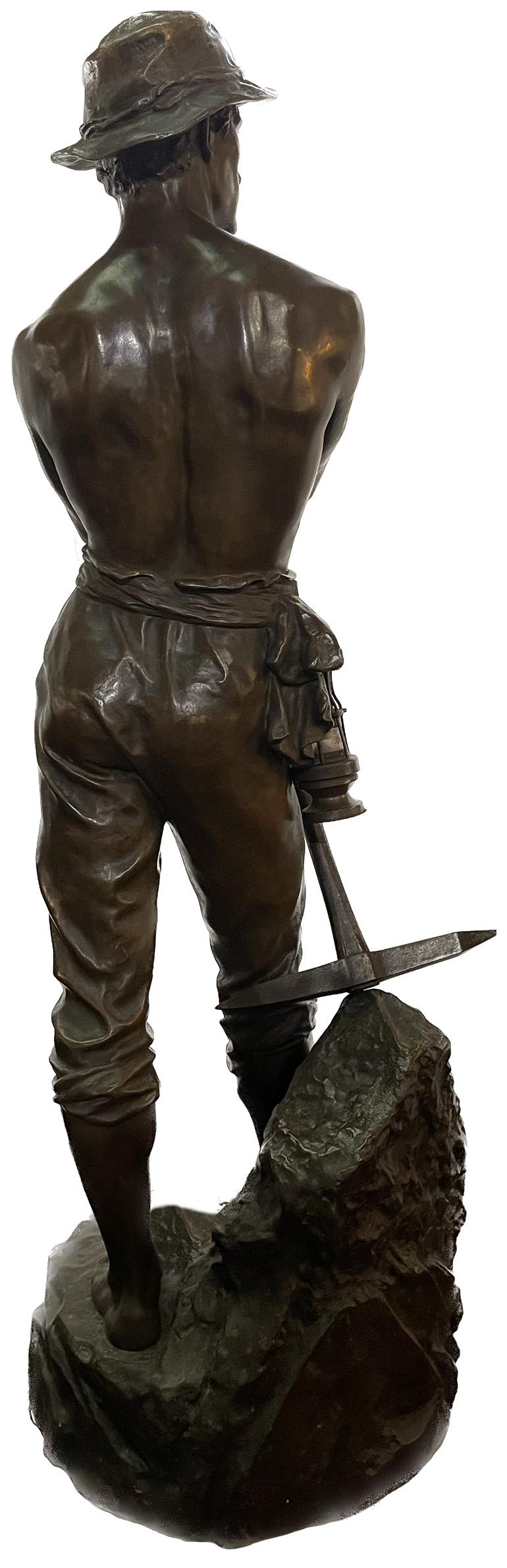 statue mineur bronze
