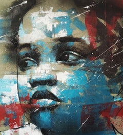„Juvenile Gaze“ – Acrylgemälde auf Leinwand, zeitgenössische, signierte Kunst