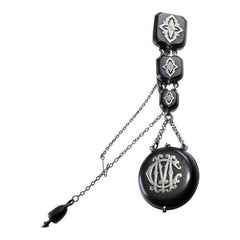 Charles Oudin Silber Chatelain Cartouche Lünette Anhänger Uhr