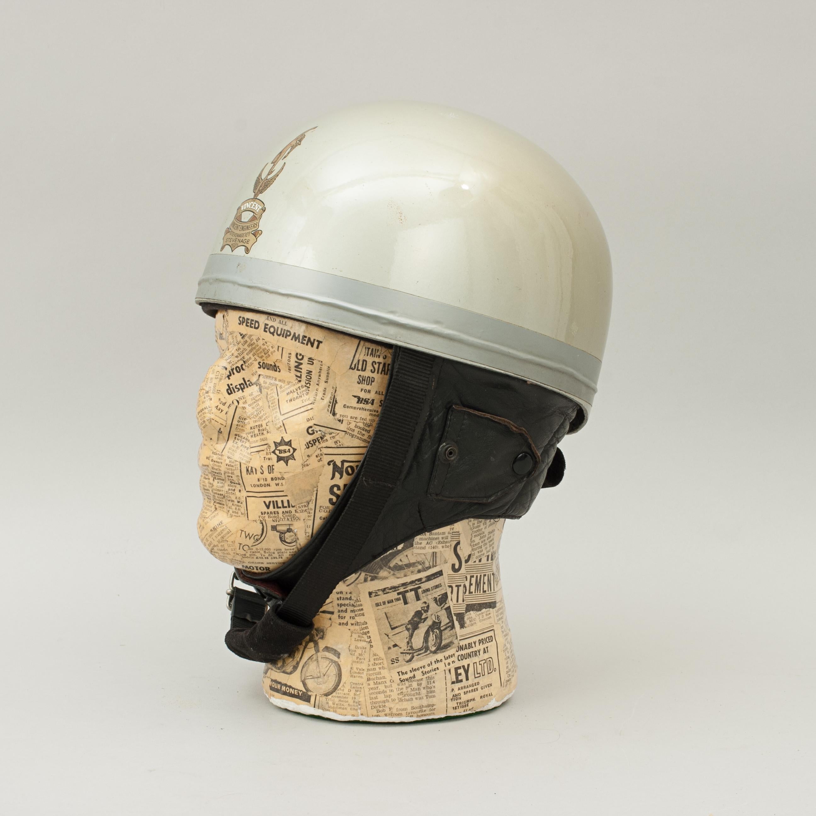 Fiberglass Charles Owen's Bowbilt Motorcycle Crash Helmet, Everoak, Vincent