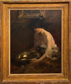 Charles P. Gruppe, "The Brass Bowl, " Interior Figure Painting with Woman