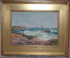   Charles Gruppe Marine Painting American Impressionist Salmagundi Rock Port