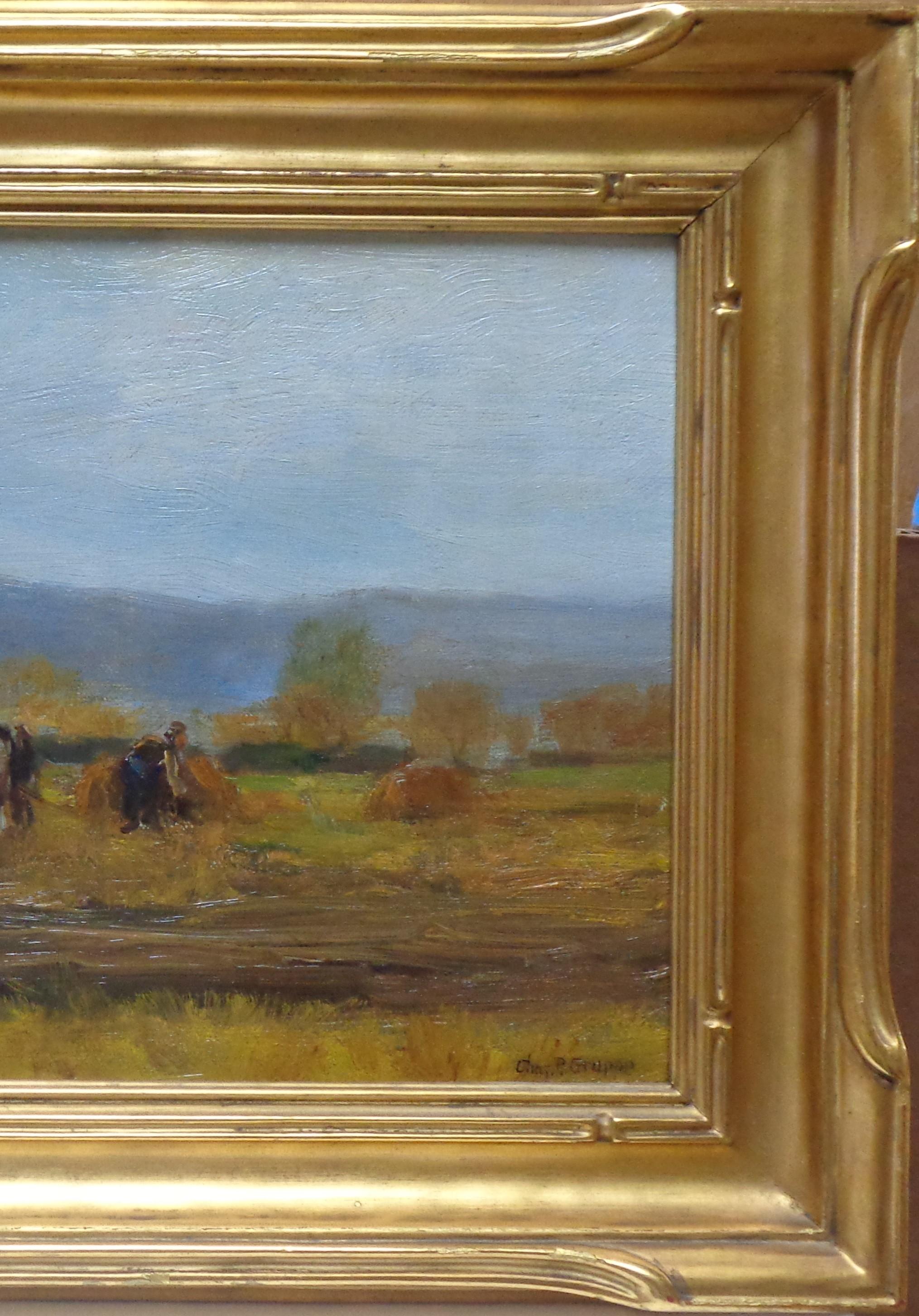 Charles Gruppe, Gemälde, Salmagundi Rock Port, amerikanischer Impressionist  Bauernhof mit Kuh (Impressionismus), Painting, von Charles P Gruppe