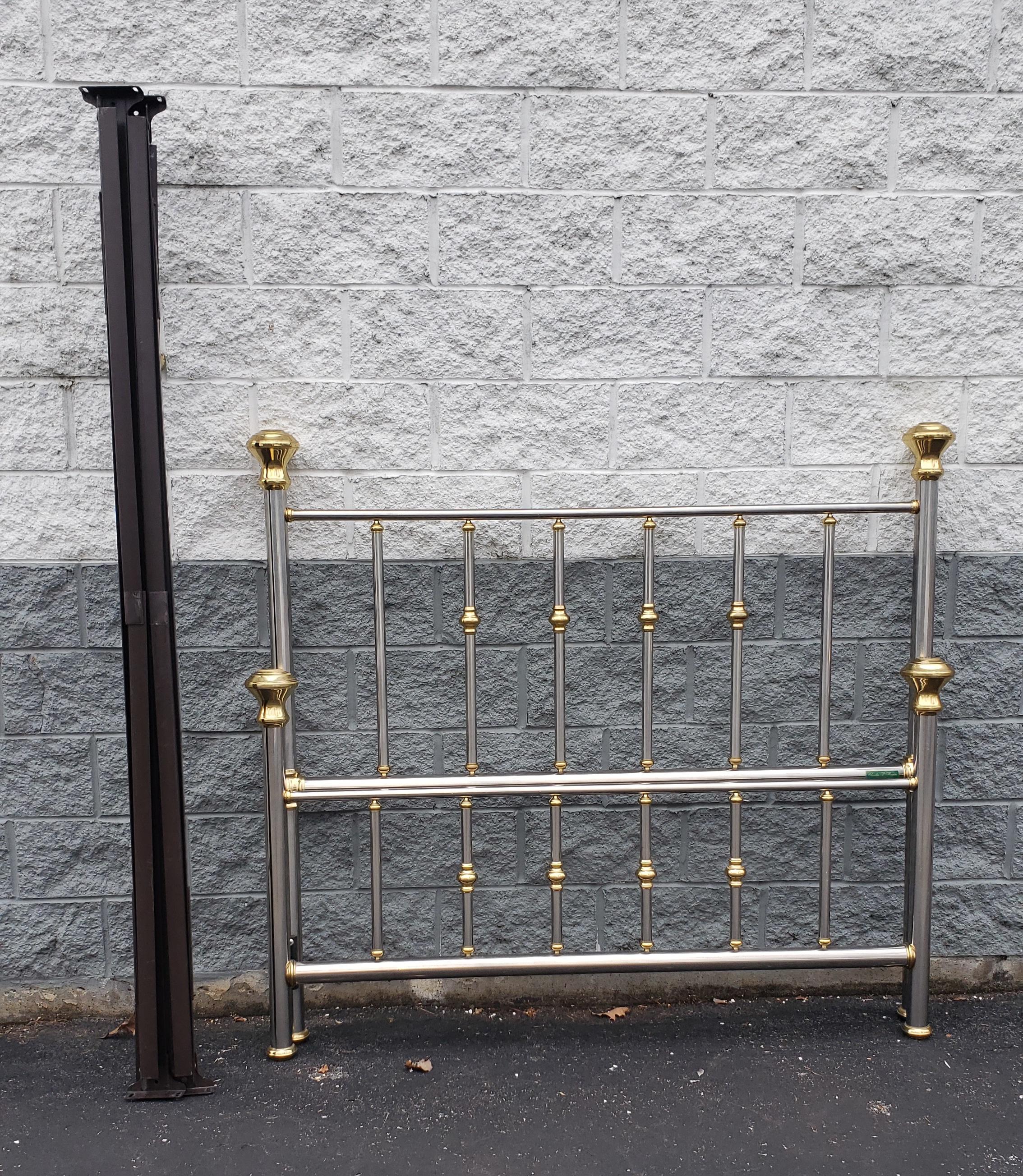 Charles P. Rogers French Polished Aluminum and Brass Queen Size Bedstead For Sale 1