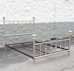 Charles P. Rogers French Polished Aluminum and Brass Queen Size Bedstead