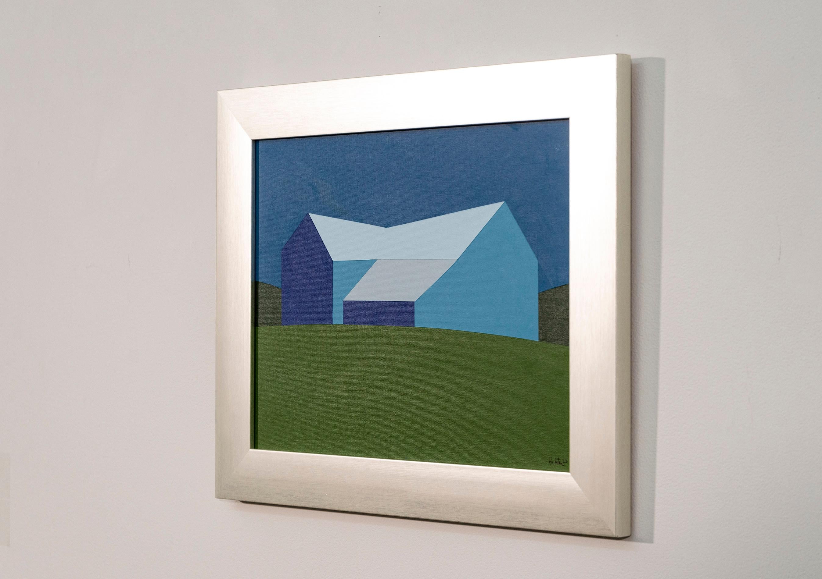 Fienile blu Campo verde (Piccolo) - paesaggio, contemporaneo, acrilico su tela - Painting Contemporaneo di Charles Pachter