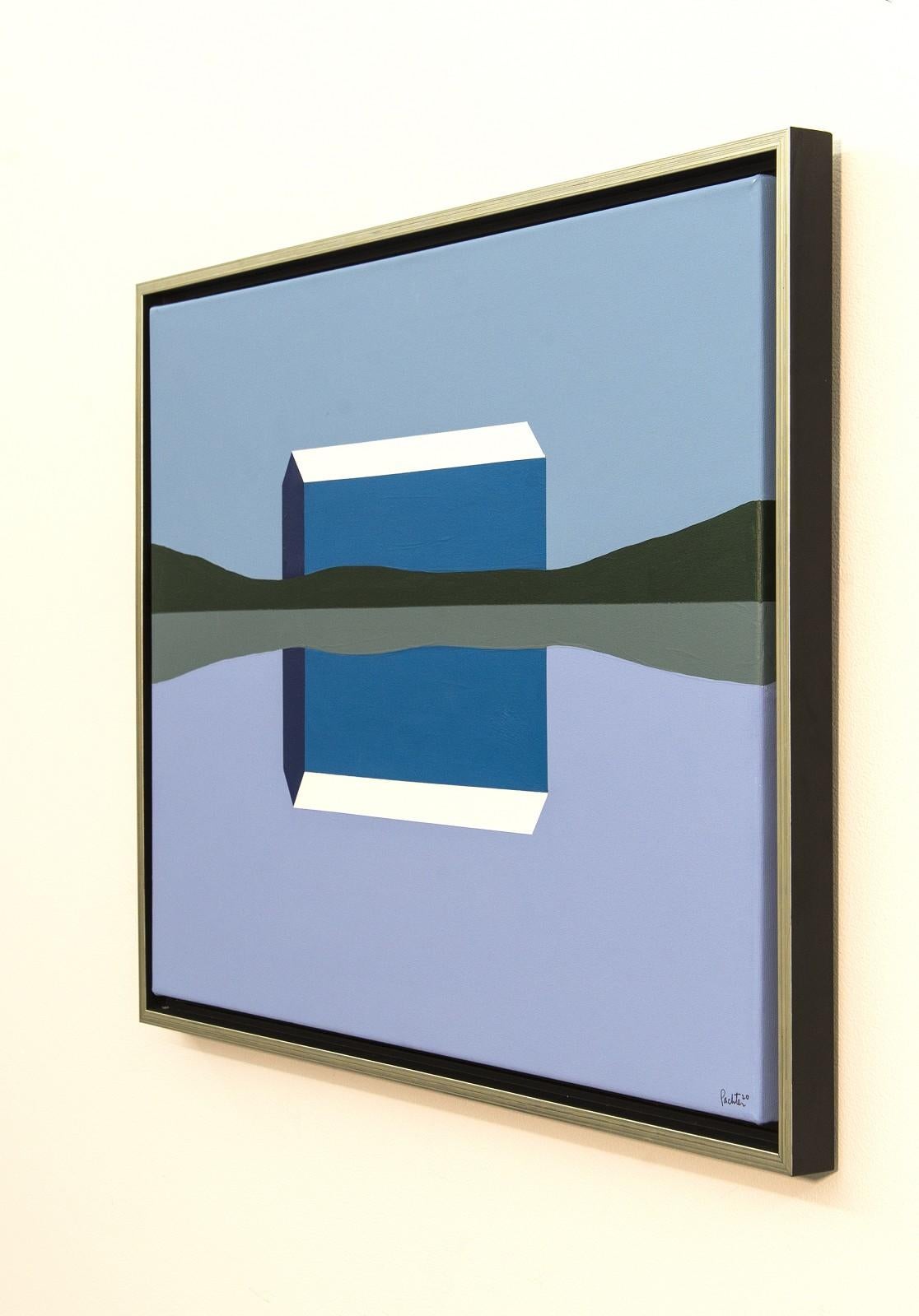 Blue Barn Reflected - navy, purple, landscape, abstracted, acrylic on canvas - Painting by Charles Pachter