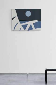 Chair and Moon - landscape, figurative, contemporary, acrylic on canvas