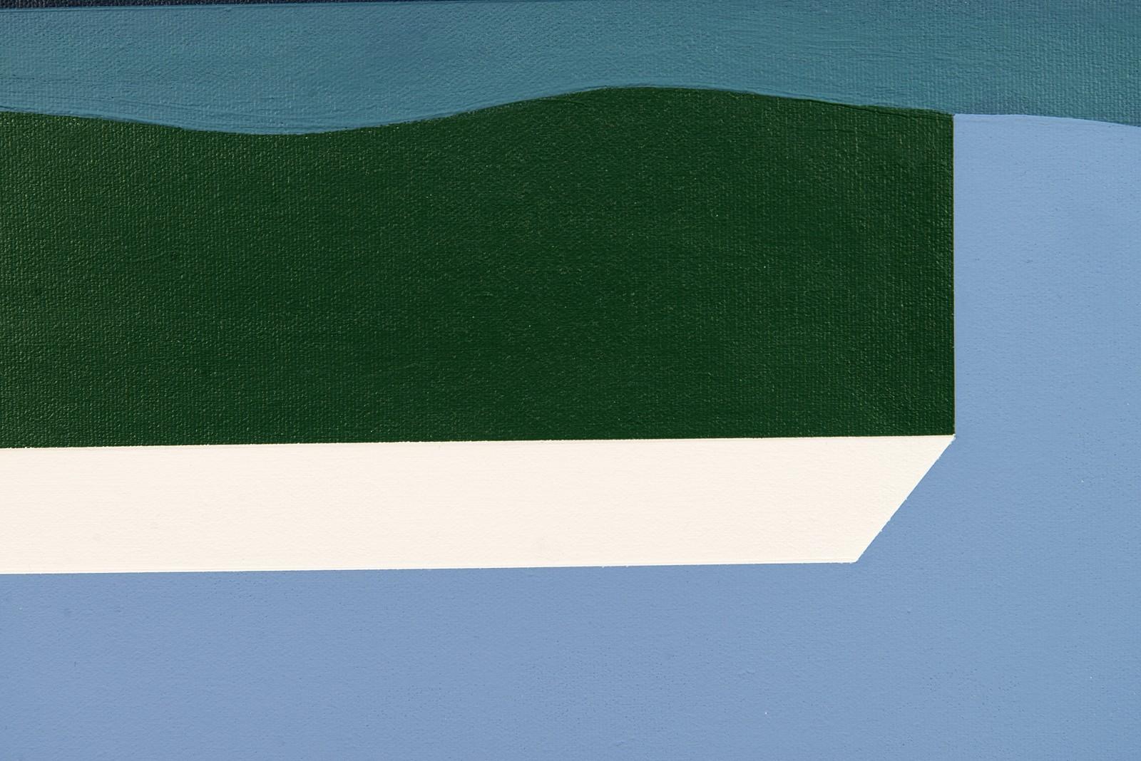 Grüner Barn Reflected – blau, Landschaft, abstrahiert, Pop-Art, Acryl auf Leinwand (Zeitgenössisch), Painting, von Charles Pachter