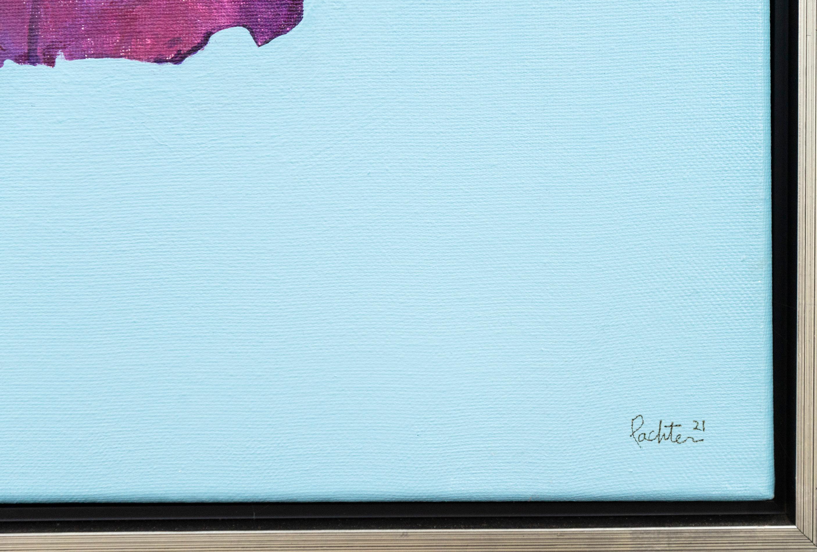 Canadian artist Charles Pachter has long been cherished for painting pop art images that are patriotic and lift the spirits. This bold rendition of an iris is one of a new series of pieces illustrating flowers created in 2021. The dark purple, pink,