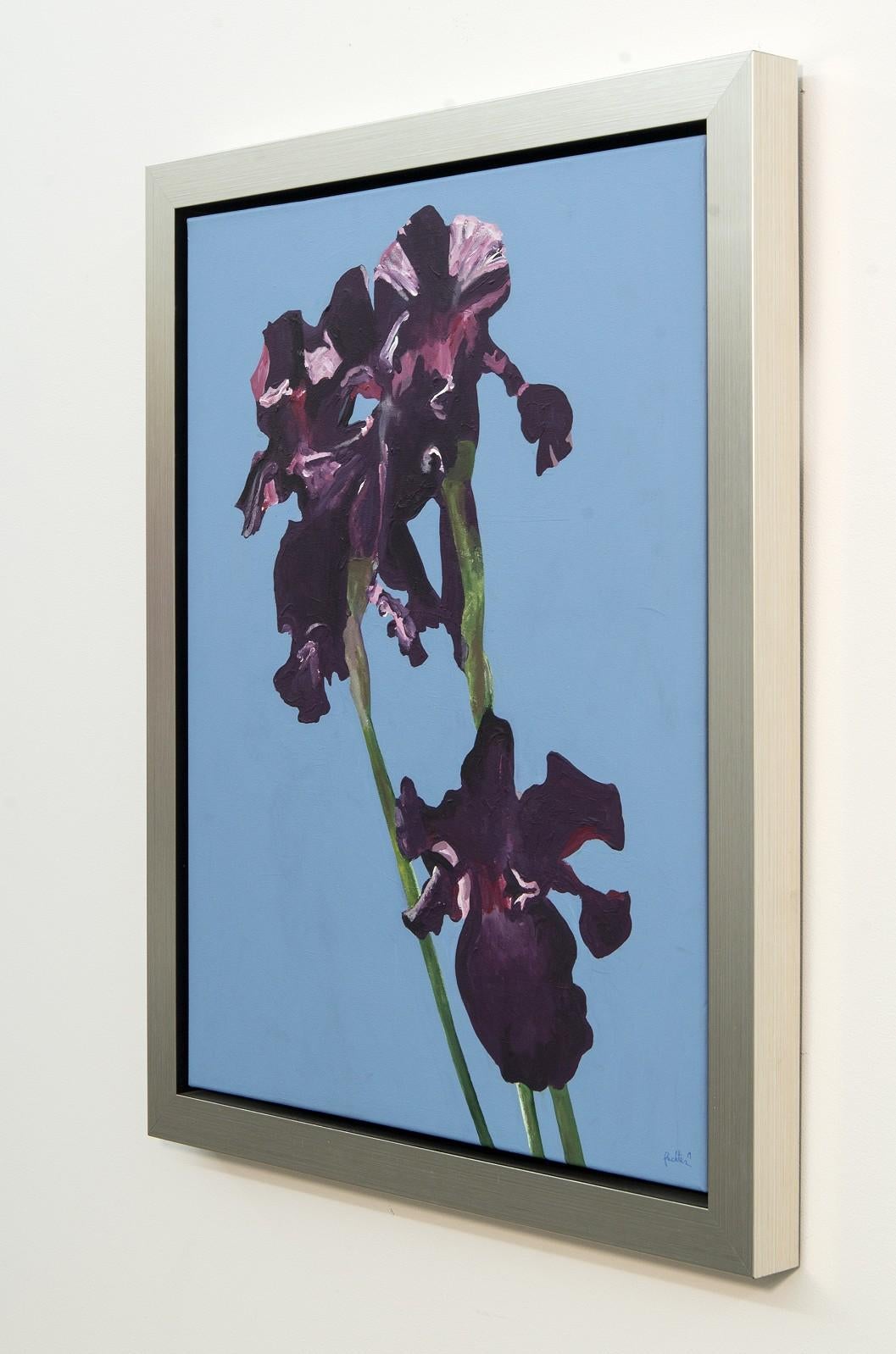 Irises - purple, blue, flowers, pop-art, contemporary, acrylic on canvas - Painting by Charles Pachter