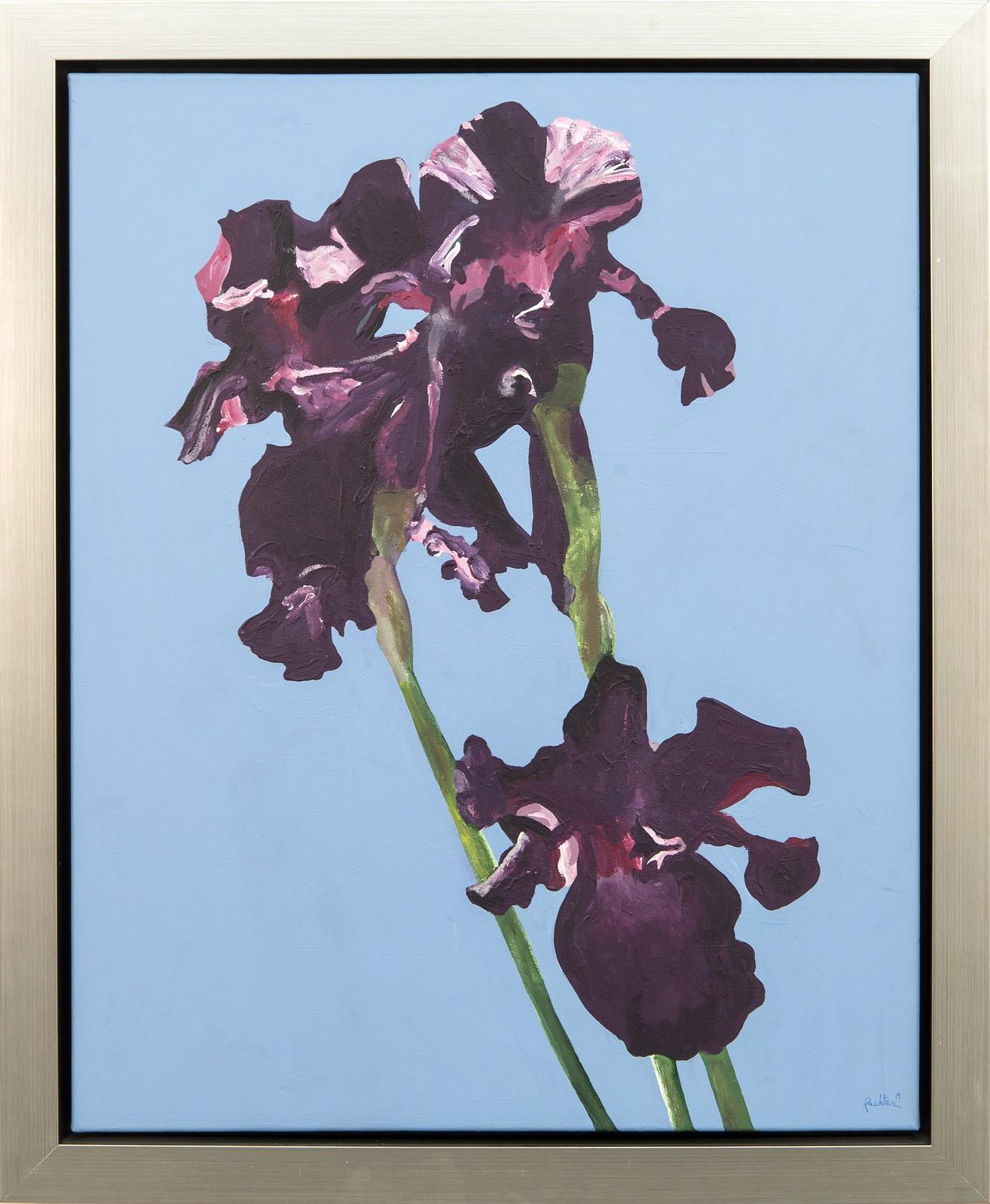Irises - purple, blue, flowers, pop-art, contemporary, acrylic on canvas