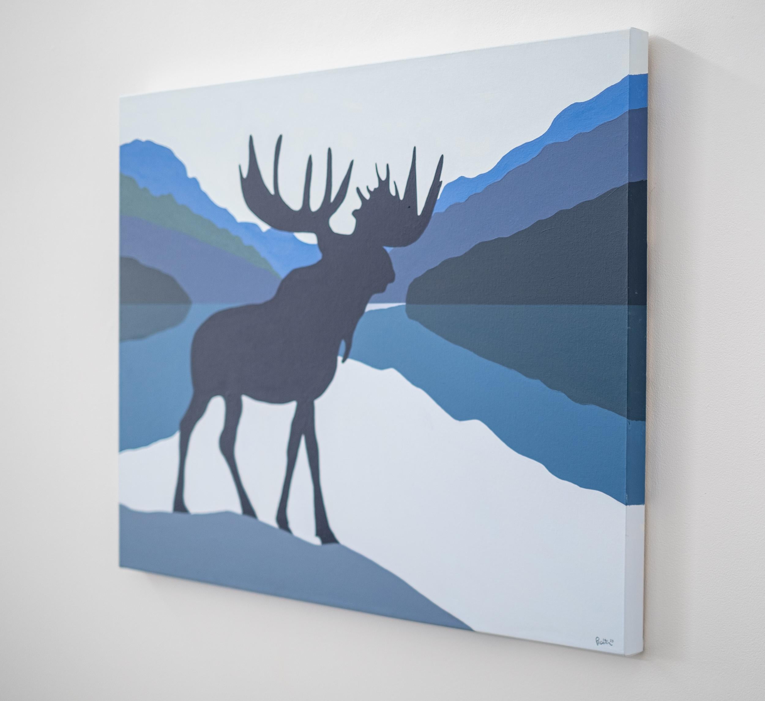 Lookout - pop-art, Canadiana, iconic, contemporary, acrylic on canvas - Blue Landscape Painting by Charles Pachter