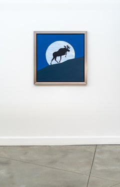 Lunar Moose Ascending - contemporary, figurative, pop-art, acrylic on canvas