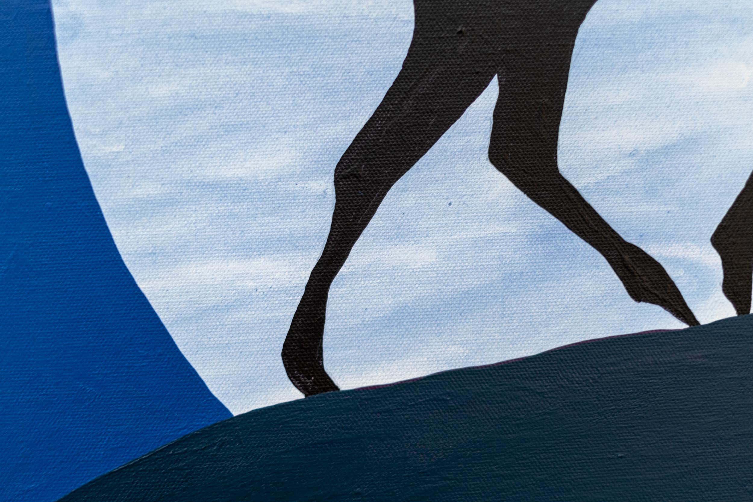 Alce Lunar Ascendente - contemporáneo, figurativo, pop-art, acrílico sobre lienzo en venta 3