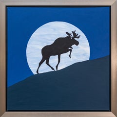 Alce Lunar Ascendente - contemporáneo, figurativo, pop-art, acrílico sobre lienzo