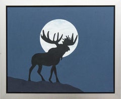 Lunar Moose - pop-art, Canadiana, iconic, contemporary, acrylic on canvas