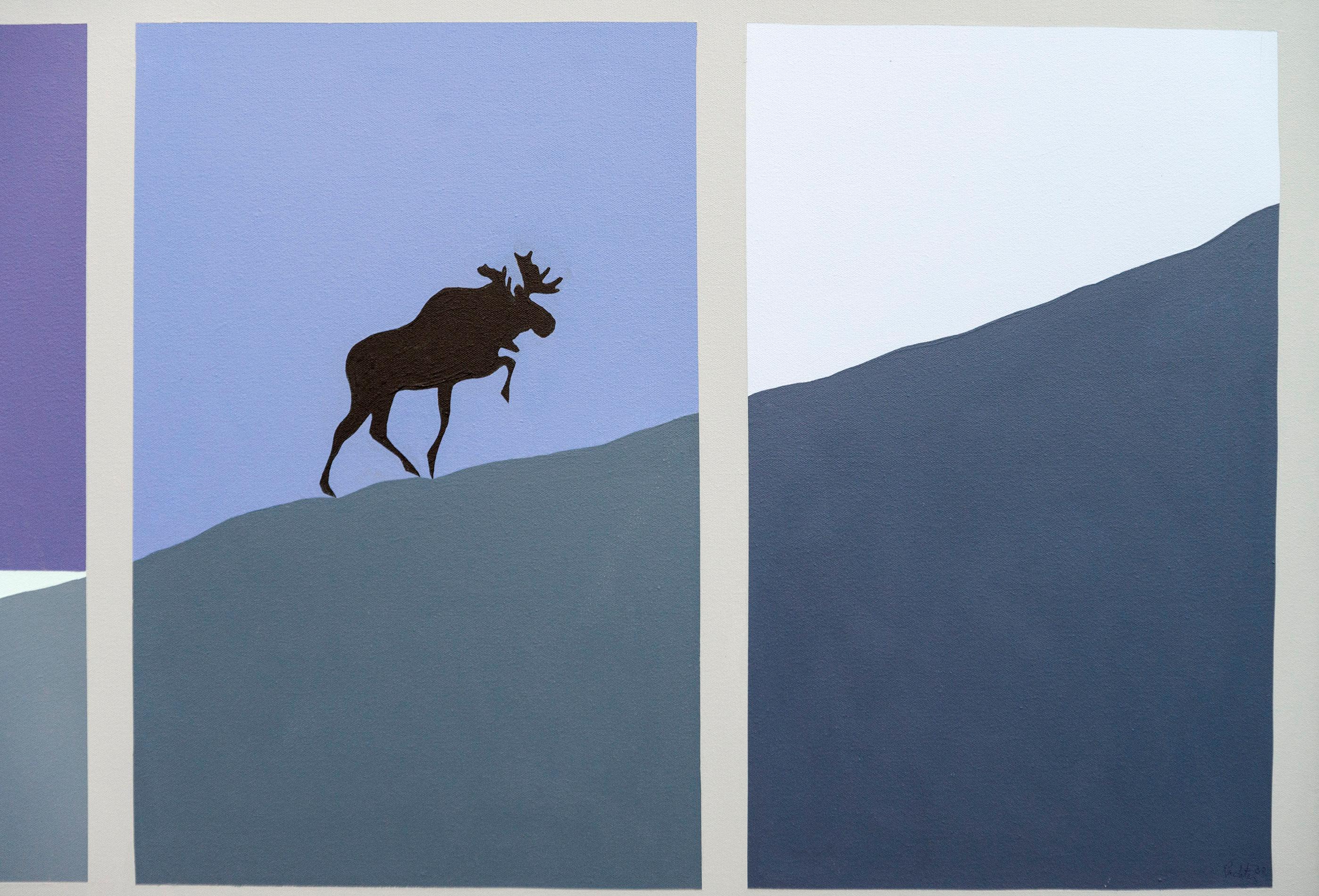 Moose Ascending - Pop-Art, Kanadische Kunst, ikonisch, Contemporary, Acryl auf Leinwand im Angebot 1