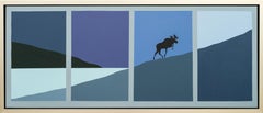 Moose Ascending - pop-art, Canadiana, iconique, contemporain, acrylique sur toile