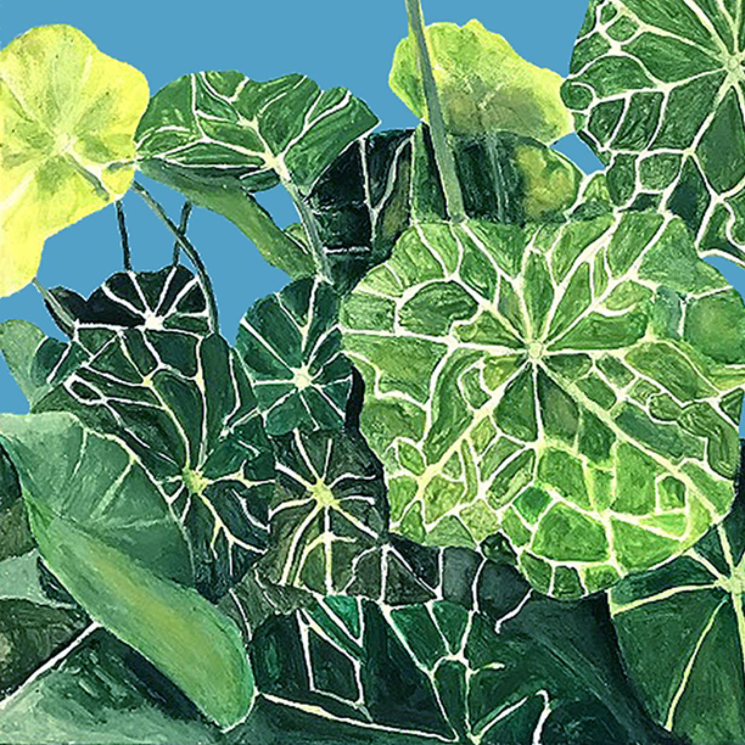 Nasturium - Blue Still-Life Painting by Charles Pachter