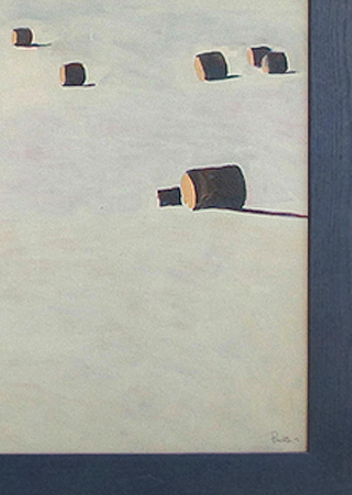 Of the Fields - contemporary, landscape, abstracted, acrylic on canvas - Gray Landscape Painting by Charles Pachter