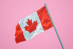 Drapeau rose vif, pop-art, Canada, figuratif, acrylique sur toile